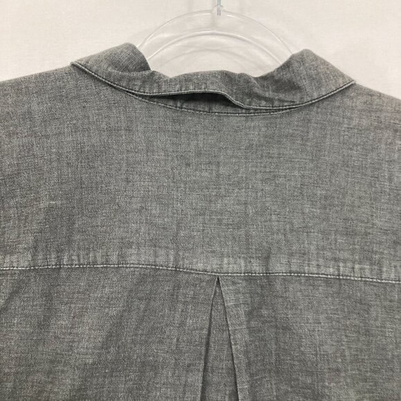 Quacker Factory Large Gray Embellished Long Sleeve Relaxed Button Down Festival - Picture 9 of 10